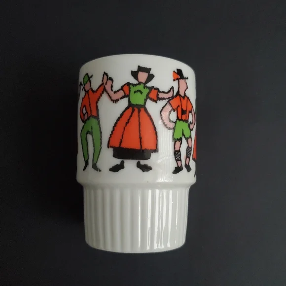 VTG European Folk Art Dancers Porcelain Shot Cup Mug Japan Barware Collectible - Picture 4 of 6